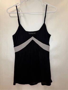 Y2K Colorblock Ruby Sky Black & Gray V-Neck Babydoll Camisole Top Sz S